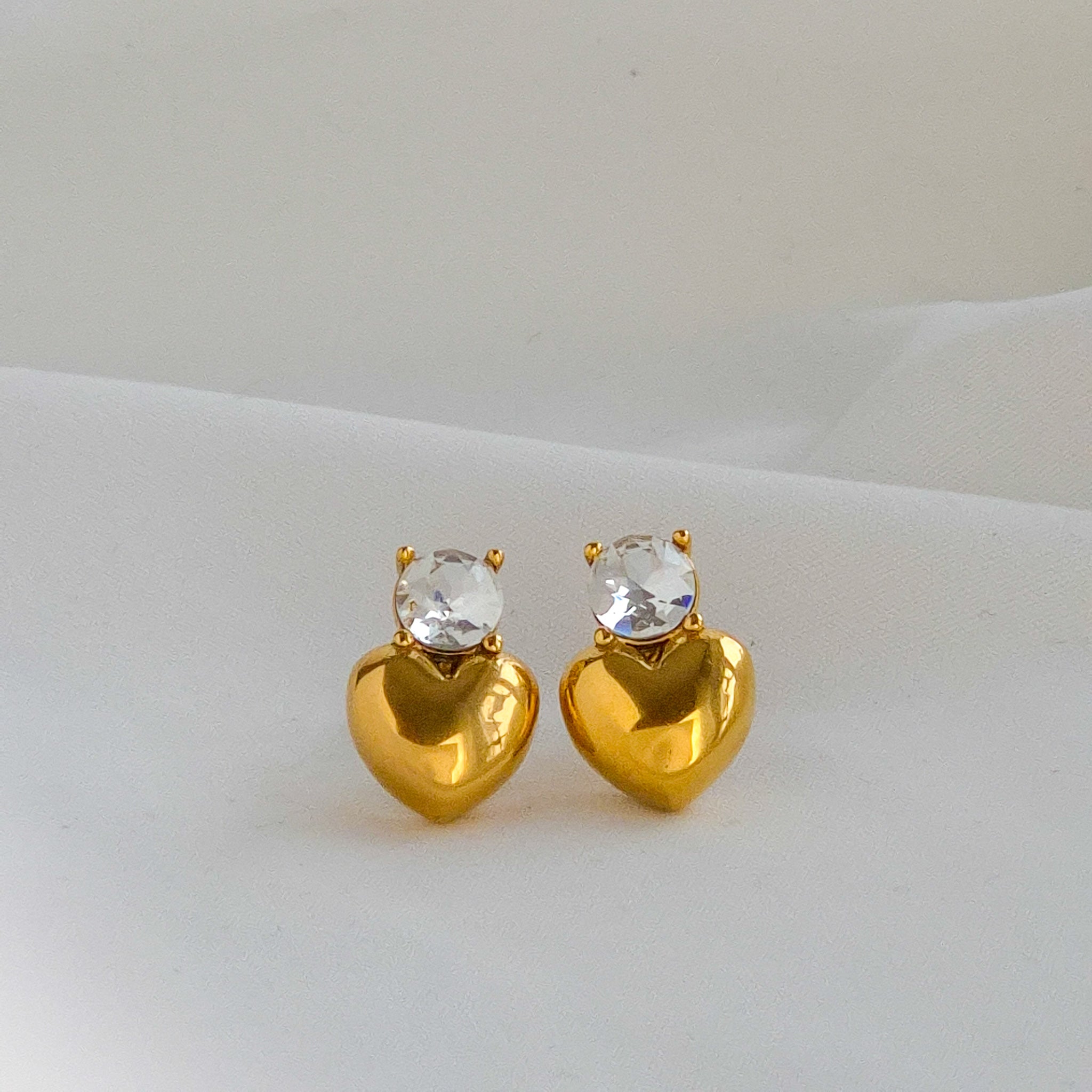 Heart stud earrings -waterproof, 18k PVD-plated, tarnish free