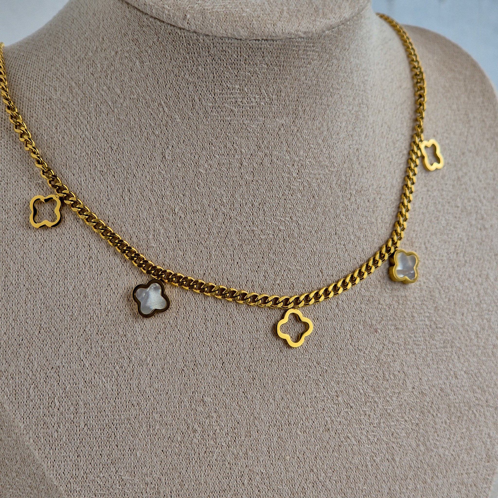 white clover necklace -waterproof, 18k PVD-plated, tarnish free