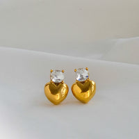 Heart stud earrings -waterproof, 18k PVD-plated, tarnish free