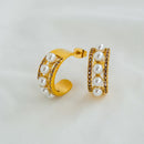 Pearl zircon earrings -waterproof, 18k PVD-plated, tarnish free