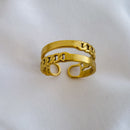Double chain ring -waterproof, 18k PVD-plated, tarnish free