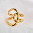 Crossed loop ring -waterproof, 18k PVD-plated, tarnish free