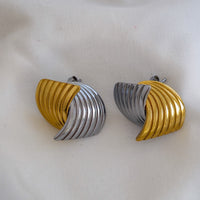 Two tone wave earrings -waterproof, 18k PVD-plated, tarnish free