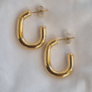 Oval bold earrings -waterproof, 18k PVD-plated, tarnish free