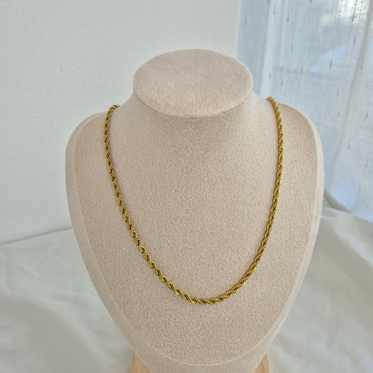 Rope chain necklace -waterproof, 18k PVD-plated, tarnish free