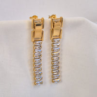 Tennis long earrings -waterproof, 18k PVD-plated, tarnish free