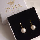 Serene pearl earrings - Sterling Silver, 18k PVD-plated