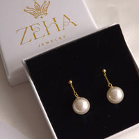 Serene pearl earrings - Sterling Silver, 18k PVD-plated