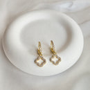 Zircon clover earrings - waterproof, 18k PVD plated