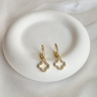 Zircon clover earrings - waterproof, 18k PVD plated